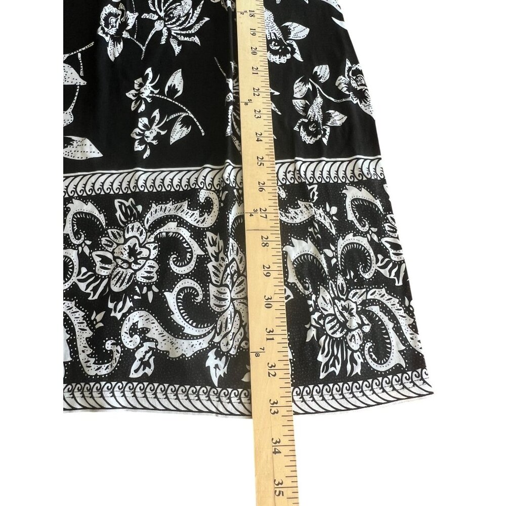Mark Womens Black & White Floral Print Summer V-Neck Dress Knee-Length Large - Picture 13 of 13